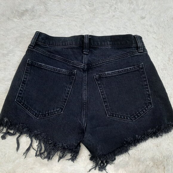Abercombie & Fitch Black Woman's High Rise Button Fly Distress Denim Shorts 27/4 - Picture 4 of 10